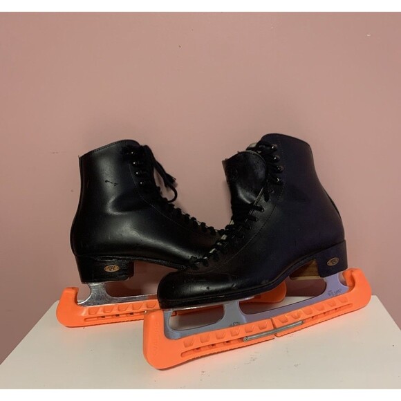 Riedell 115B Black Leather Ice Skates Mens Size 7 Adjustable Guarddog womens 9 - Picture 1 of 9